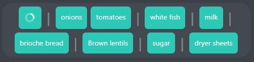 Shopping list refresh button showing a loading spinner while the list is updating.